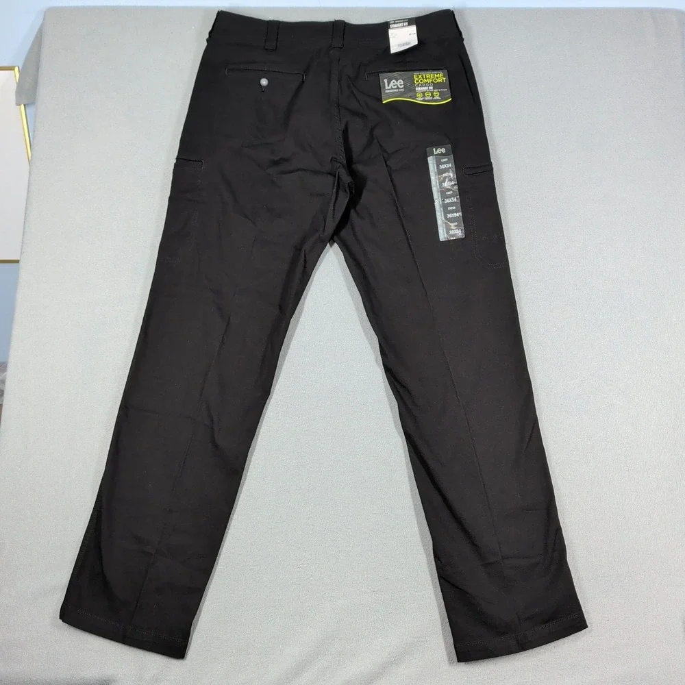 Lee Pants Mens 36x34 Black Extreme Comfort Performance Straight Fit Stretch